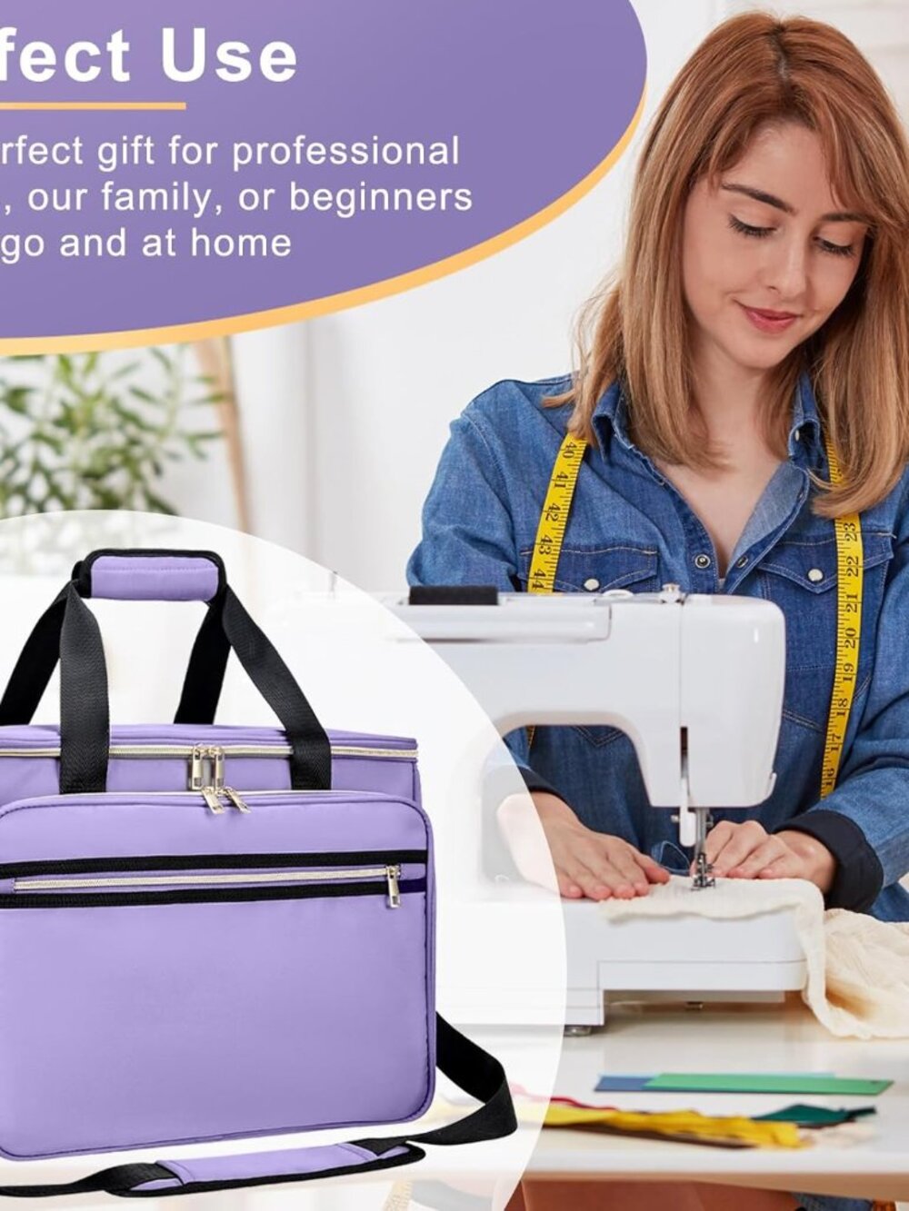 Sewing Machine Carrying Case with Removable Bottom Padding, Sewing Machine Bag F - Picture 8 of 8